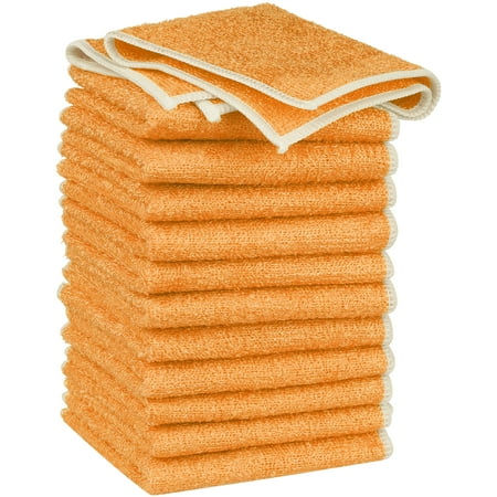 

Uxcell 12 Pack Kitchen Dish Cloths Soft Absorbent Dish Towels Orange 7 x 9