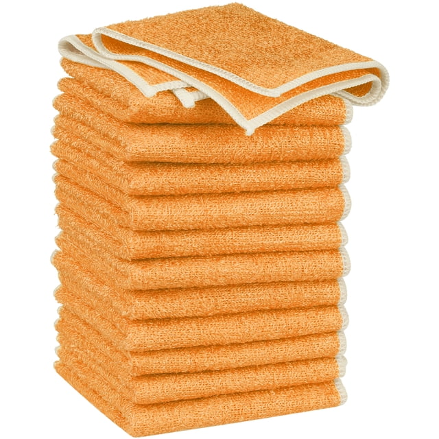 REGALWOVEN 12 Paquete de Paños de Cocina Suaves y Absorbentes Toallas de Platos Naranjas 10" x 12"