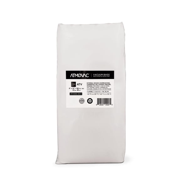 Atmovac Sacs de Scellage sous Vide Canalisés 6 Pouces x 12 Pouces – 100 Sacs – -40°F à 221°F – pour Chambres & Scelleuses Externes &