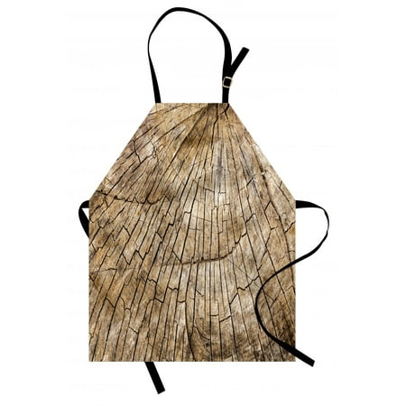 Rustic Apron Ancient Aged Tree Trunk Cracked Body Natural Growth Ecology Environment Themed Print, Unisex Kitchen Bib Apron with Adjustable Neck for Cooking Baking Gardening, Brown, by