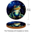 thumbnail image 3 of Frog Set of 6 Round Microfiber Leather Coasters, 11x11 cm/4.3x4.3 Inches - Drink Coasters for Home and Office Use, 3 of 6