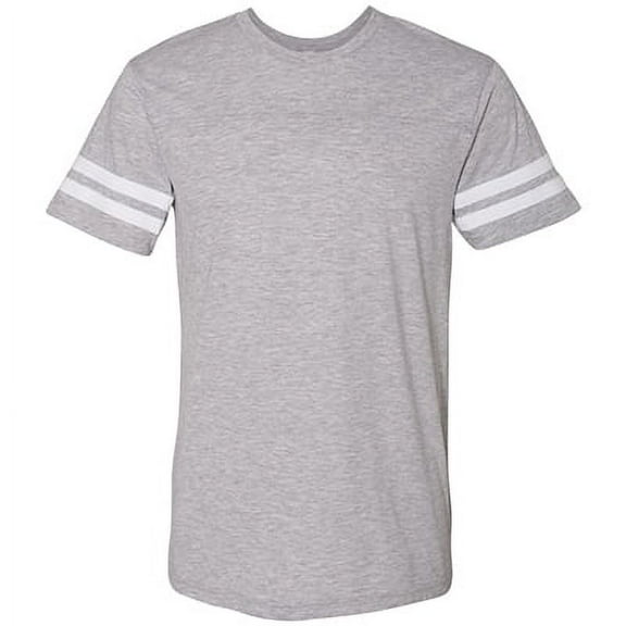 Men's Adult Football Fine Jersey Tee Half Sleeve 100% Cotton Round Neck - Vintage Heather/ White Small