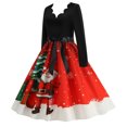 thumbnail image 1 of CEHVOM Robe Vintage pour Femmes Automne Hiver à Manches Longues de Noël à Col en V des Années 1950 Ménagère Soirée Fête Bal, 1 of 8