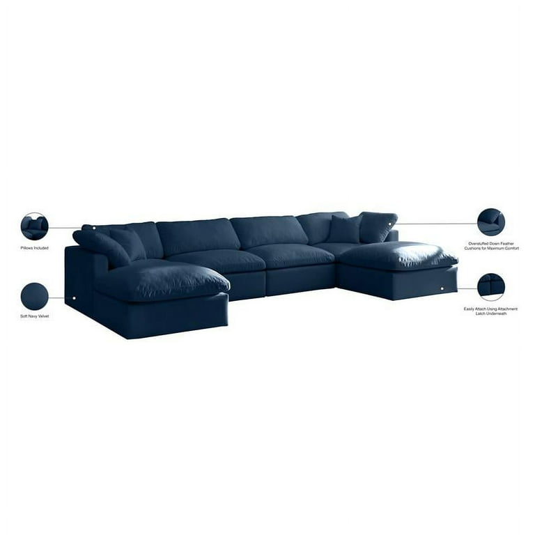 Meridian Furniture Plush Velvet Standard Cloud Modular Down Filled Overstuffed Ottoman Meridian Furniture Plush Velvet Standard Cloud Modular Down Filled Overstuffed Ottoman