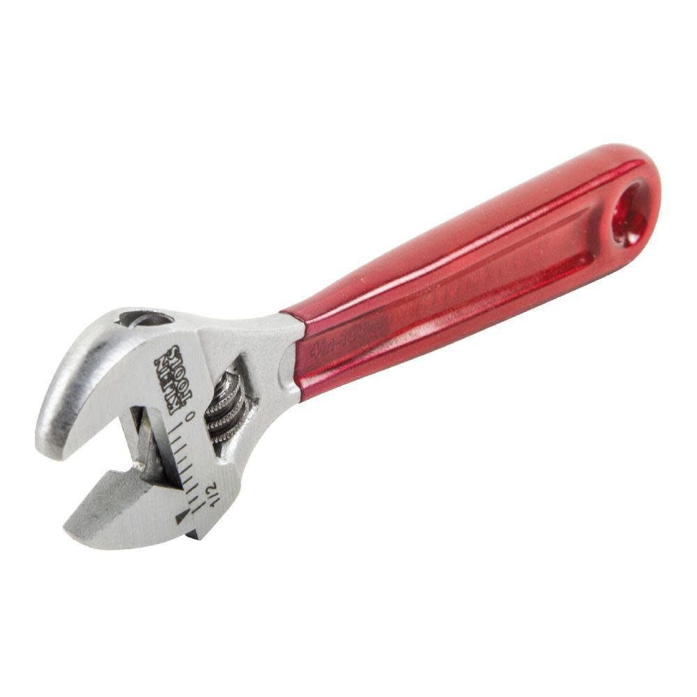 Klein Tools D506-4 4 in. Plastic Dipped Adjustable Wrench - Transparent Red Handle