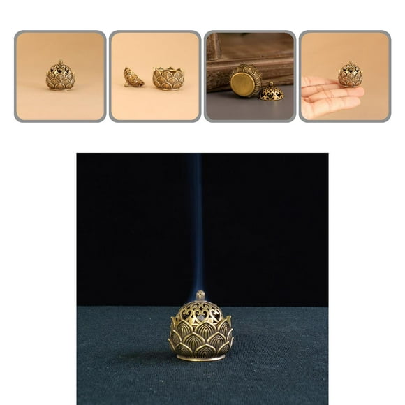 Decorative Incense Burner Handicraft Copper Lotus Art Piece Incense Holder Home Decor