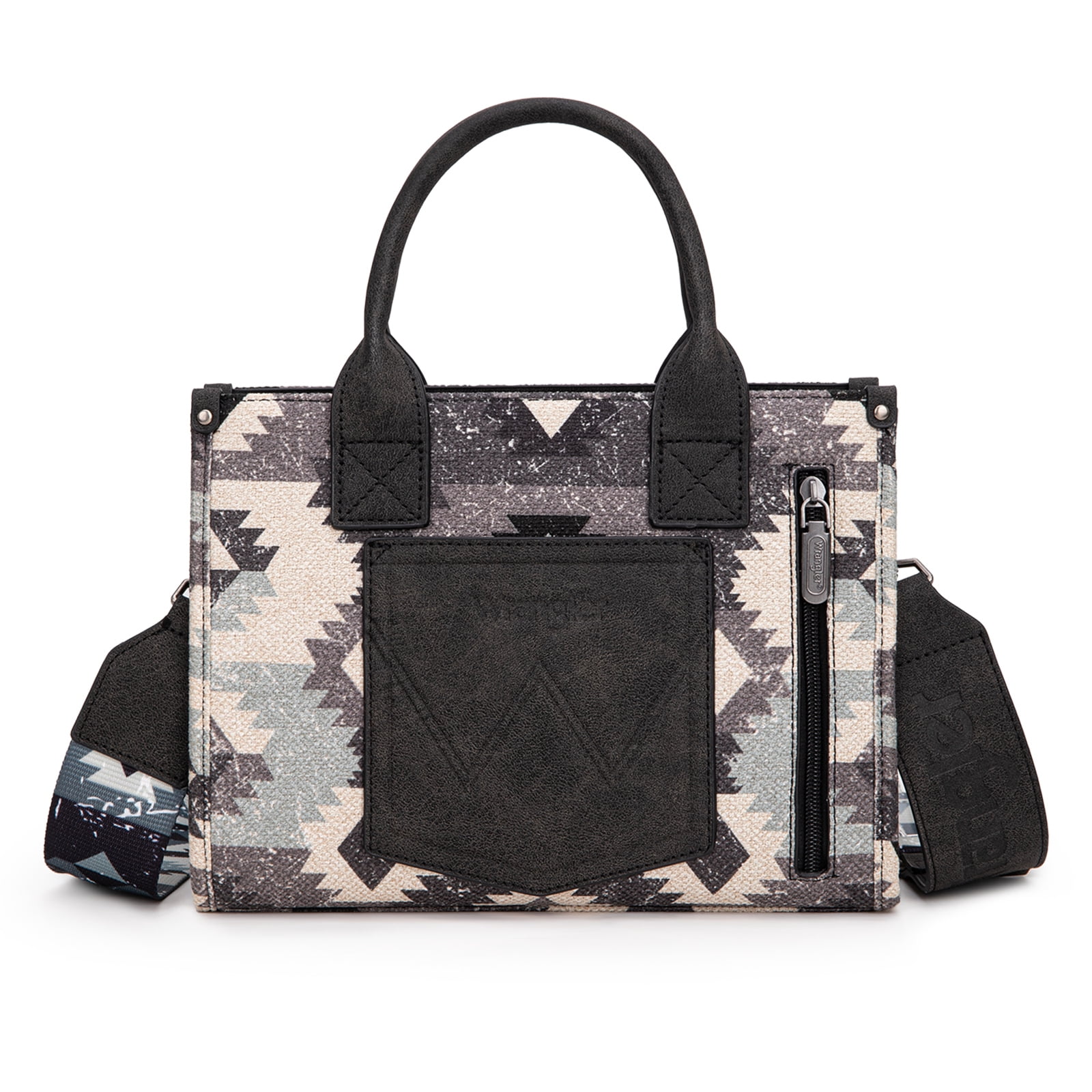 Montana West Women's Wrangler Purse - Stylish Western Aztec Tote Bag with Guitar Strap Boho Chic Design for Every Occasion, Black