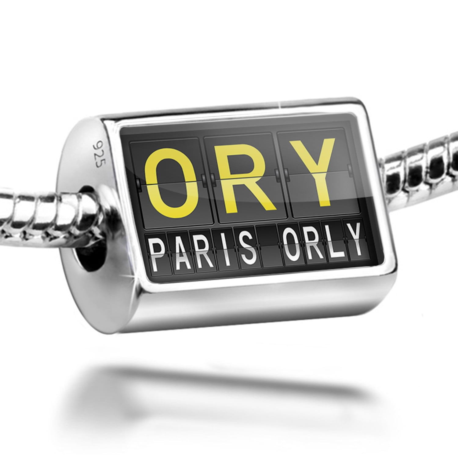 NEONBLOND Custom Charm Airportcode ORY Paris Orly 925 Sterling Silver Bead 