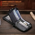 thumbnail image 4 of Genuine Leather Men's Wallet with Zipper Vintage RFID Blocking Large Capacity Wallet for Men with 14 Credit Card Slots and 1 ID Window T23 (Black), 4 of 12