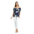 thumbnail image 3 of Women's Hawaiian Off-Shoulder Ruffle Muumuu Top in Pineapple Garden Navy 2XL, 3 of 5