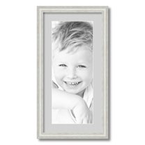 ArtToFrames 12x24 Matted Picture Frame with 8x20 Single Mat Photo Opening Framed in 1.25 Off White Wash on Ash and 2 Candlewick Mat (FWM-4098-12x24)