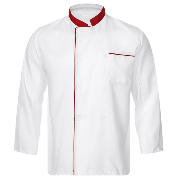 YONGHS Chef Jacket Breathable Coat Restaurant Kitchen Cooking Uniform for Women Men Red M