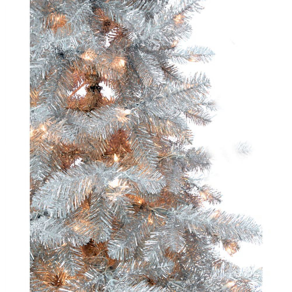 Fraser Hill Farm 5-Ft. Spooky Silver Tinsel Tree with Clear Incandescent Lighting - image 2 of 2