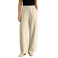thumbnail image 2 of LIaqionyy Women Pants Elastic Waist Casual Wide Leg Lightweight Sweatpants Trousers Fashion Outfits with Pockets, 2 of 8