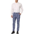 thumbnail image 2 of INSPIRE CHIC Men's Plaid Dress Pants Casual Slim Fit Checkered Business Trousers Navy Blue 28, 2 of 6
