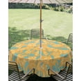 thumbnail image 3 of Outdoor Tablecloth with Umbrella Hole Zipper Fall Floral Round Tablecloth 54" Waterproof Outside Table Cloth Farmhouse Orange Flowers Leaves Ethnic Patio Table Cover Tablecloths for Picnic Party, 3 of 8