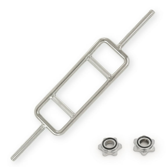 Sunny Health & Fitness 34” Threaded Chrome Tricep Bar with Star-Lock Collars- SF-SB02-34