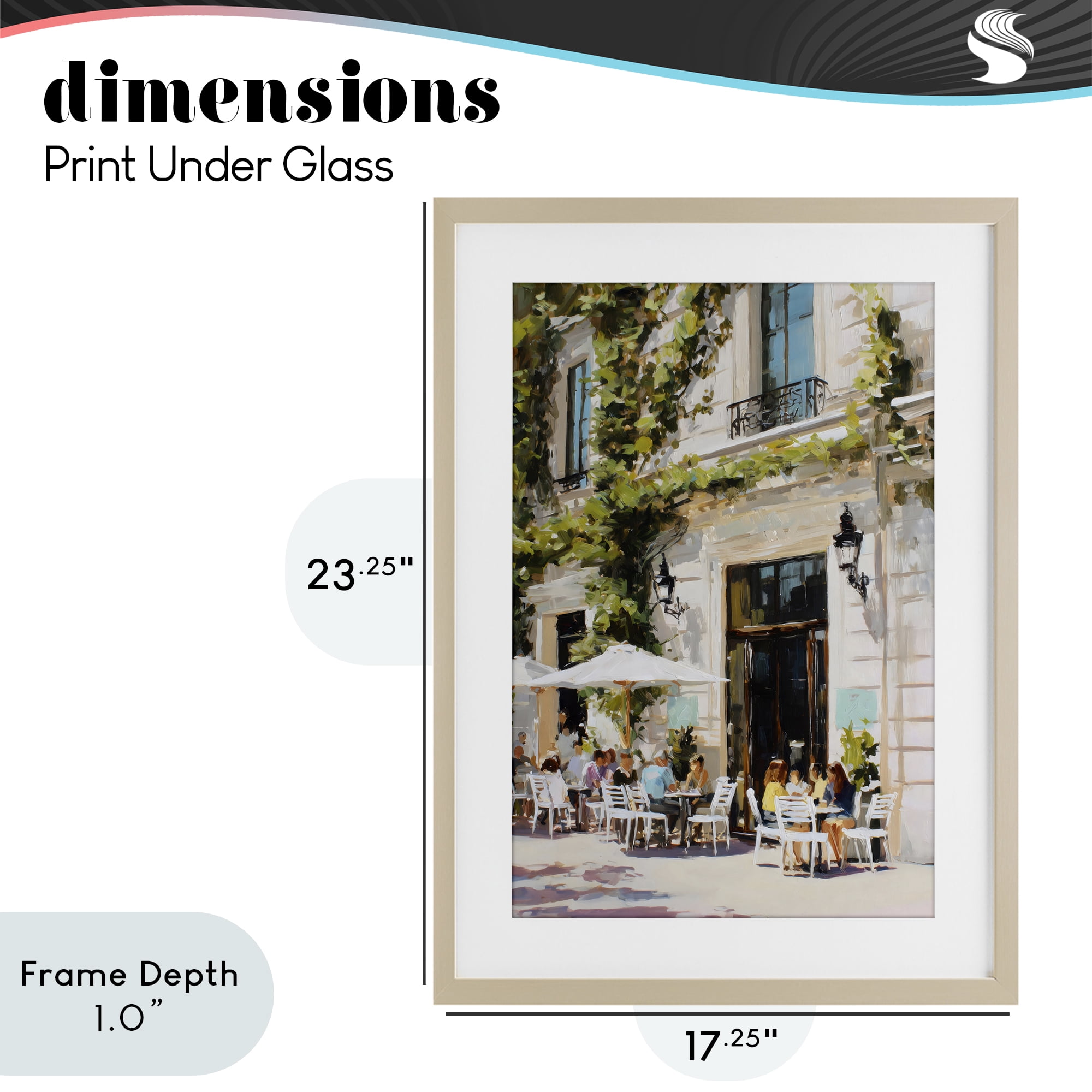 Stupell Industries Streetside Cafe Terrace with Ivy Birch Framed Print Under Glass, design by Petal Prints Design