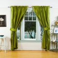 thumbnail image 3 of Rod Pocket Sheer Sari Curtains 80" W x 96" L matching tiebacks- Handcrafted Olive Green Indian Drapes Unlined for light & airy ambience Perfect for Living/Bedroom/Dining Room Sold in Pairs, 3 of 5