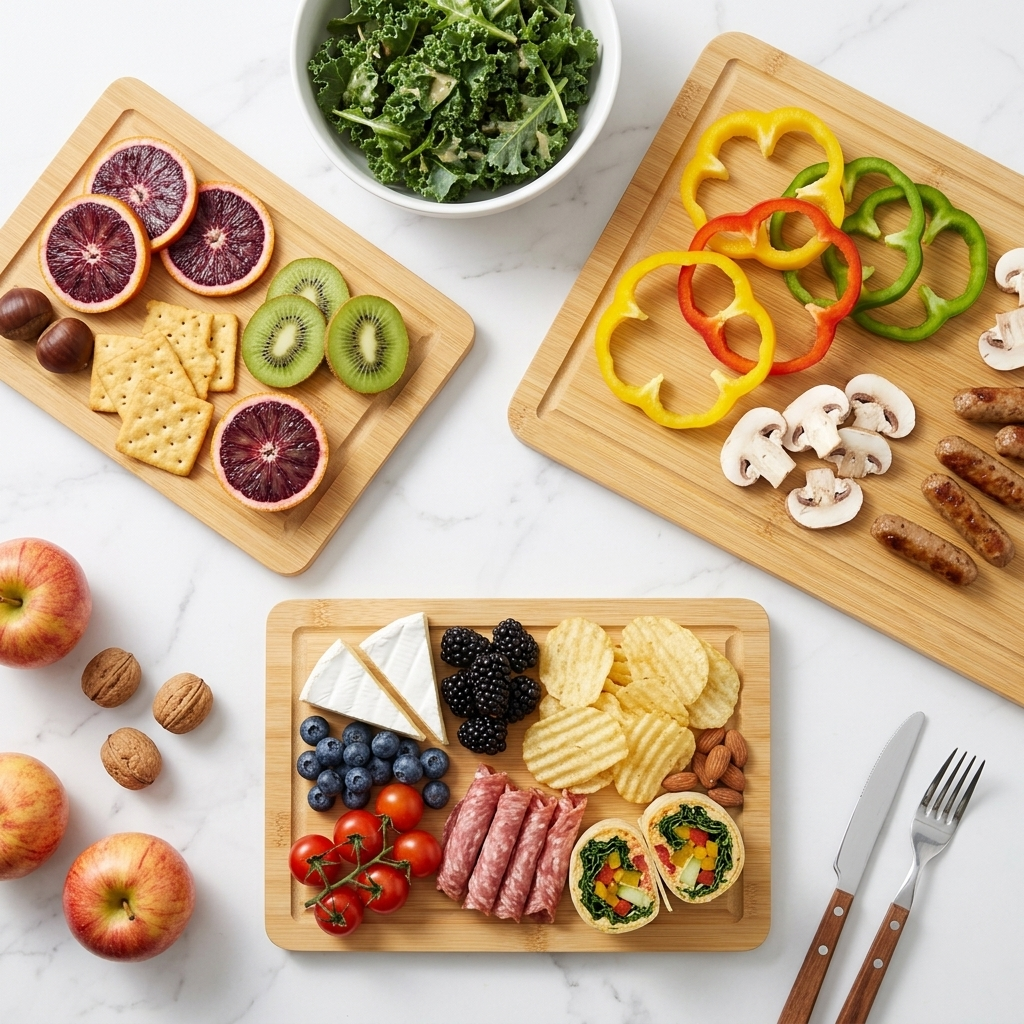 BEINGMATE Care Bamboo Cutting Board Set of 3 with Vertical Stand | Deep Liquid Grooves & Anti-Slip Handles | Heavy Duty Wood Chopping Boards for Kitchen | Natural, Sustainable & Knife-Friendly