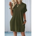 thumbnail image 5 of Womens Summer Dresses Fashion 2025 Short Sleeve Spring Mini Dress Casual Beach Vacation Clothes Dresses Army Green XXL, 5 of 9