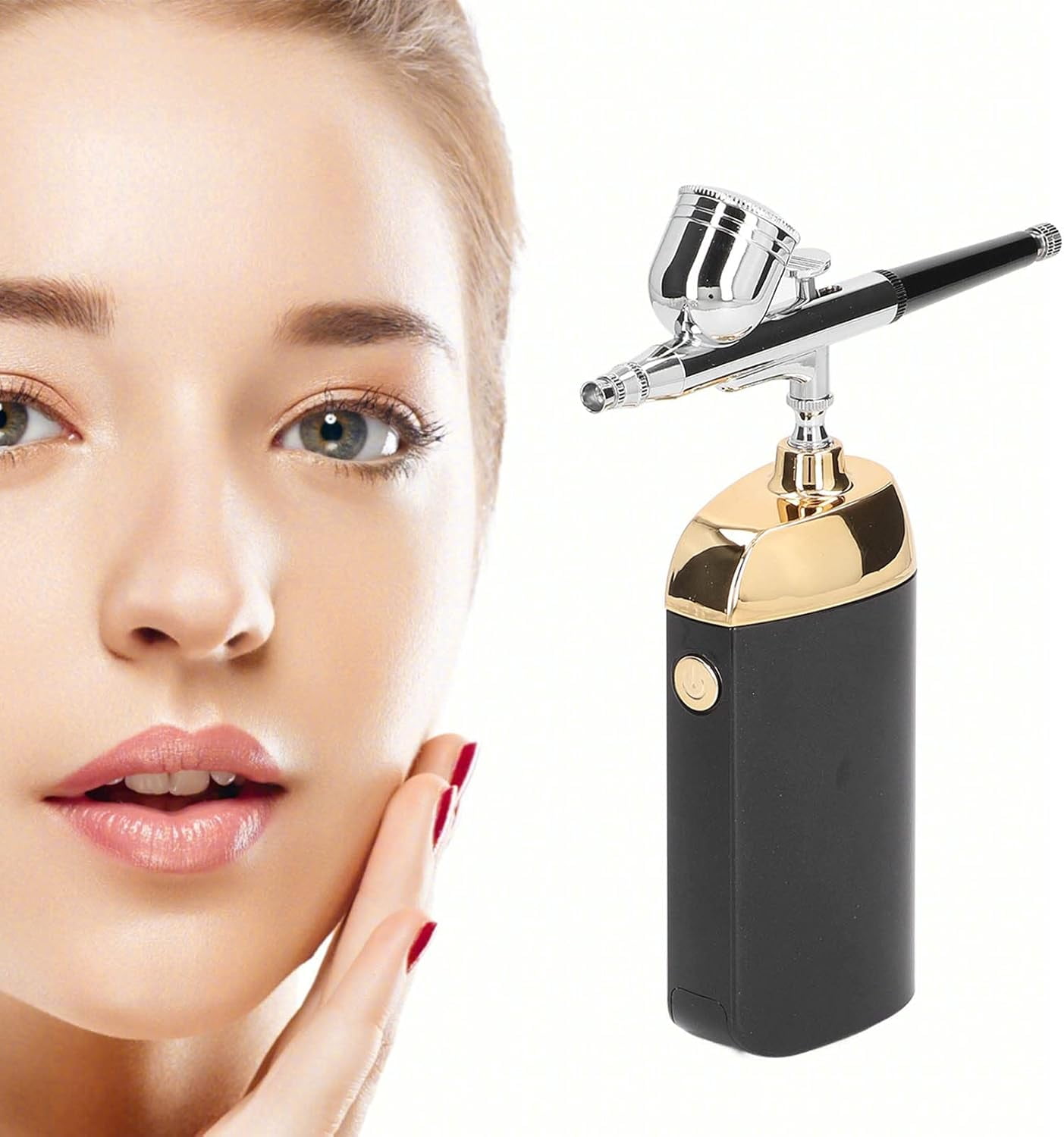 Oxygen Facial Portable Airbrush, Facial Mist Sprayer Facial Mister Device Mini Airbrush Kit Facial Mister for Cake Decoration(Black)