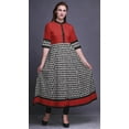 thumbnail image 2 of Bimba Gray Triangle Geometric Print Long Flared A Line Indian Kurtis For Women Party Wear Anarkali Kurta-Medium, 2 of 5