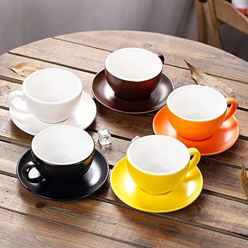 Nambe Skye Espresso Shot Cups with Saucer, Mini Coffee Mugs for Caffe  Mocha, Cappuccino, Milk or Mochaccino, Set of 4,2-Ounce