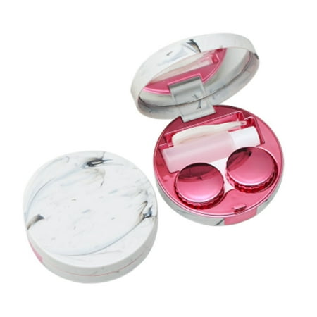 ZEDWELL Portable Marble Contact Lens Case Round Colored Care Water (The Best Colored Contacts)