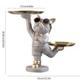 thumbnail image 3 of Estatua De Bandeja De Escritorio Estatua de resina para perro, 2 bandejas de metal, adorno de perro Bulldog fresco para regalo (gris), 3 of 5