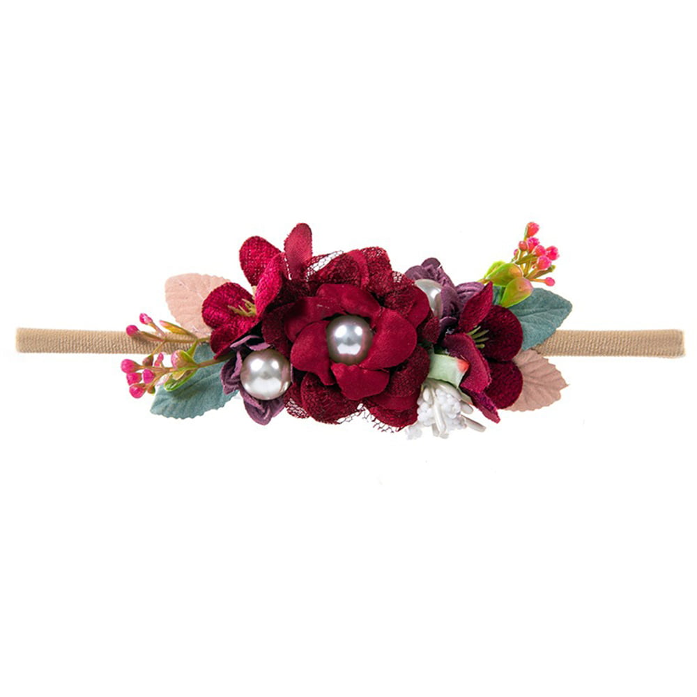 Floral Headbands For Baby Girls Lightweight Flower Nylon Elastic Hair Band For Newborn Infant Toddler 