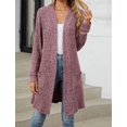 thumbnail image 2 of Aricy Ribbed Knit Cardigan Sweaters for Women Long Dusters Cozy Soft Knitwear Lightweight Open Front Sweater Solid Color Coat Warm Long Sleeve Shrug Cardigans with Pockets, 2 of 5