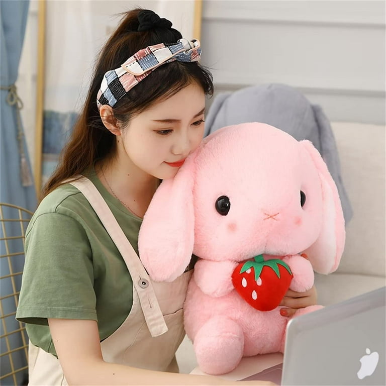 Pink Bunny Stuffed Animal Cute Bunny Plush Toys Small Rabbit Dolls Bunny  Pillow Stuffed Bunny for Girls Kids Girlfriend on Birthday Christmas  Thanksgiving Halloween Easter, 8.6in/22cm,Pink Strawberry