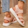 thumbnail image 5 of Rokment Womens Walking Flat Sandals Comfortable Breathable Mesh Memory Foam Platform Wedge Strappy Summer Shoes Pink Size 7, 5 of 8