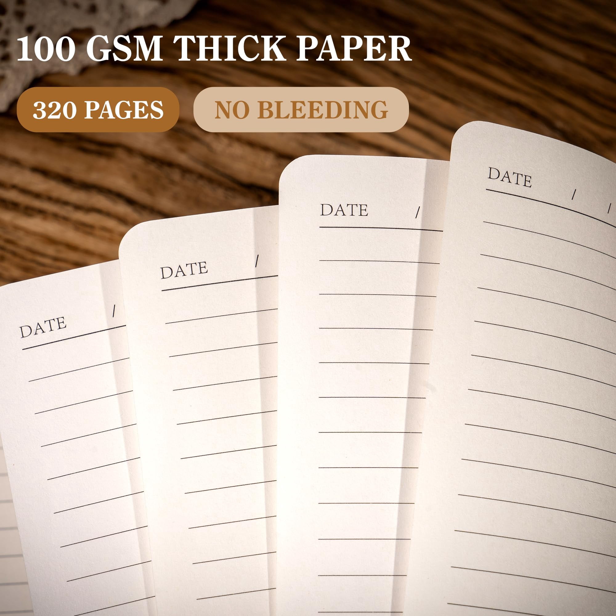 Lined Journal Notebook for Women Men 320 Pages 100 Gsm Paper Thick Journaling Notebooks A5 Leather Journals for Writing Hardcover Journal Supplies for Work Note Taking Diary, 5.7x8.3 In, Green