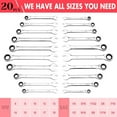 thumbnail image 2 of 20 Pcs Ratcheting Combination Wrench Set, SAE 1/4-3/4"& Metric 6-19mm, 72-Teeth, Chrome Vanadium Steel, Fixed Head Wrench Set, 2 of 7