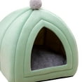 thumbnail image 6 of Cute Pet Cat Bed Puppy Kennel Dog House Winter Warm Washable Sleeping Cushion Sofa Velvet Nest Comfortable Cave Tent for Indoor green, 6 of 7