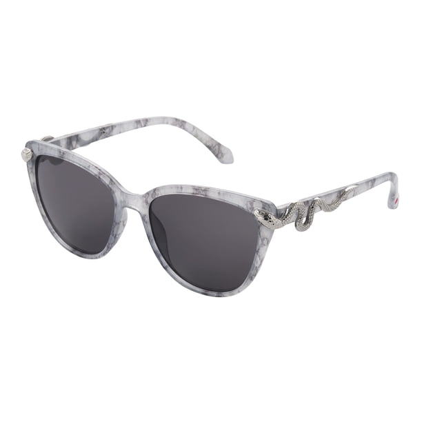 Betsey Johnson - anteojos de sol serpentinas para mujer, vidrio morado con serpientes resbaladizas, 56 mm, Piel de serpiente gris., 56 mm