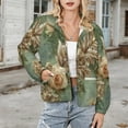 thumbnail image 3 of Jackets for Women Winter Coat Jackets Flannel Stand Collar Jacket(Elegant Gold Roses Floral Design,Size:S-4XL), 3 of 7