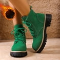 thumbnail image 2 of Dasayo Ankle Womens Boots Cowboy Low Heel Green Lace up Round Toe Western Wide Calf Boots Shoes Women 39, 2 of 9