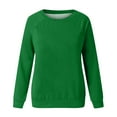 thumbnail image 4 of VANLOFE Women's Solid Color Long Sleeve Sweatshirt Crewneck Sweatshirt for Women Women's Washed Trendy Green Sweatshirt 2XL, 4 of 4