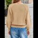 thumbnail image 4 of Suéter de Cuello Redondo con Botones para Mujer, Camisetas Henley de Larga de Otoño, Tops de Punto Holgados A Caqui XL, 4 of 8