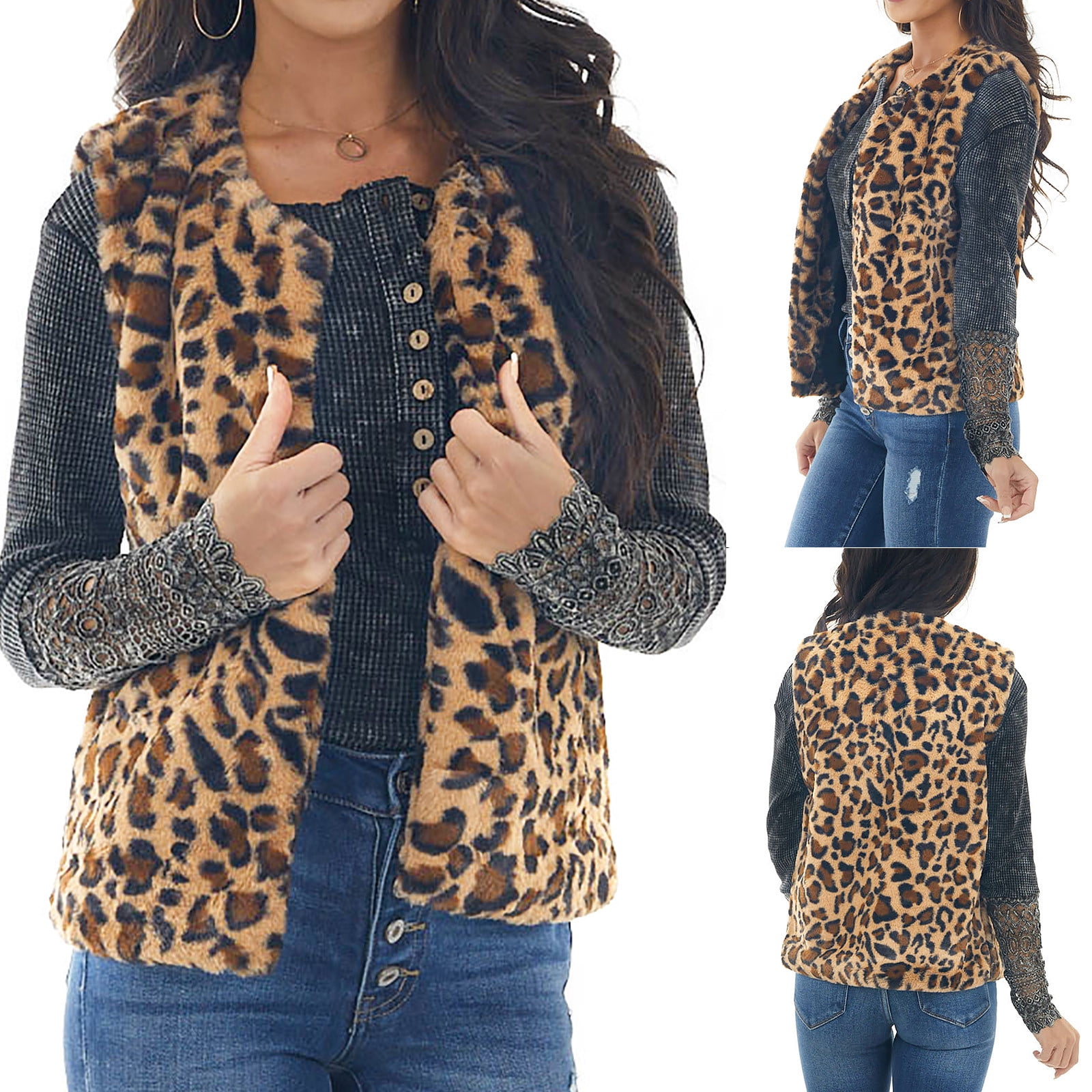 ladies leopard vest