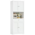 thumbnail image 3 of Homfa 67.5'' Tall Kitchen Pantry with Microwave Shelf, Large Storage Drawer Wood Pantry Storage Cabinet for Dining Room Living Room, White, 3 of 7