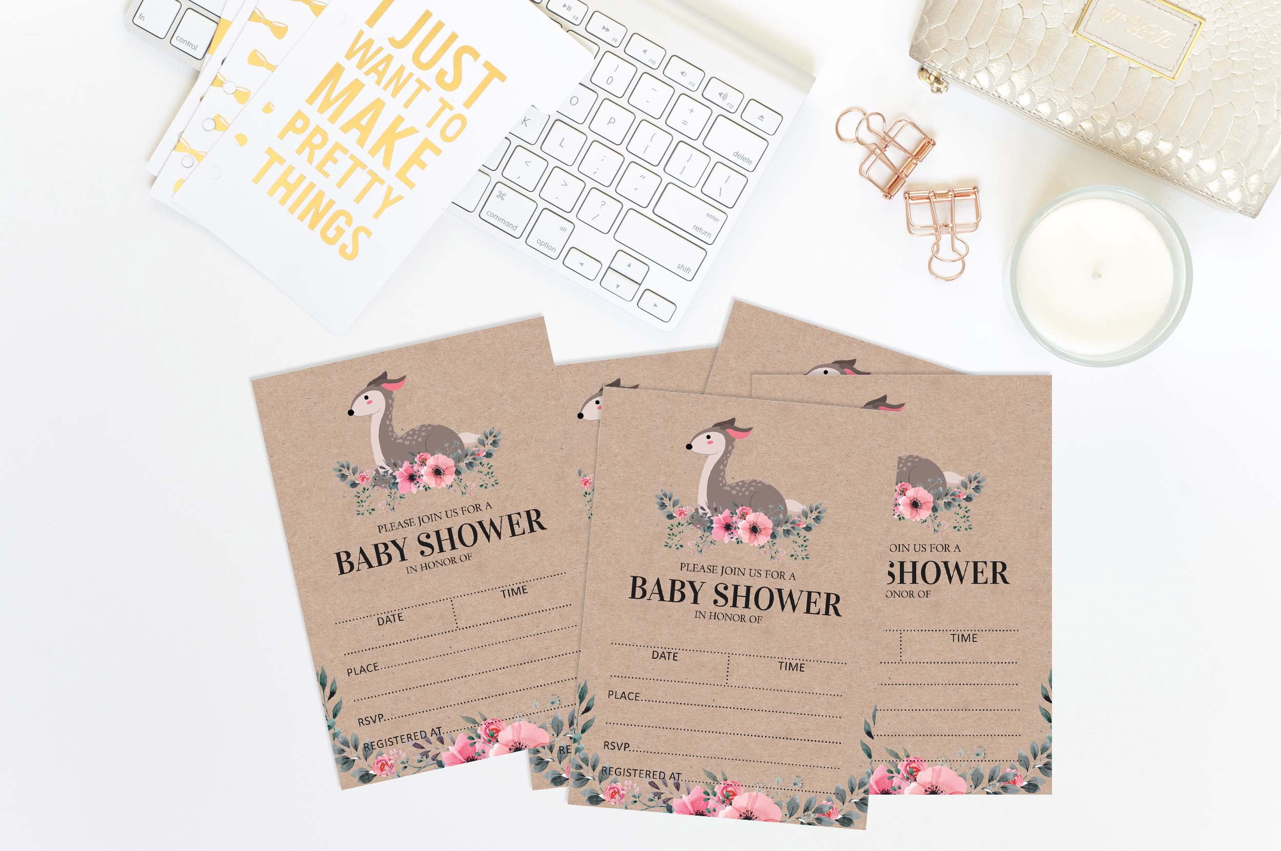 Inkdotpot 30Jungle Animals Baby Shower Rustic Invitation Cards Its a Boy Its a Girl Fill In Blank Invites