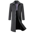 thumbnail image 1 of LOVZFMLL Jackets for Men's Winter Business Woolen Coat Fashion Turn-down Collar Button Medium Style Overcoat, 1 of 2