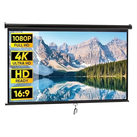 Qtypgm Outdoor Projector Screen Pull Down 100 Inch 16:9 HD Projection Screen Folding Home Theater Portable Indoor Outdoor Movie Screen