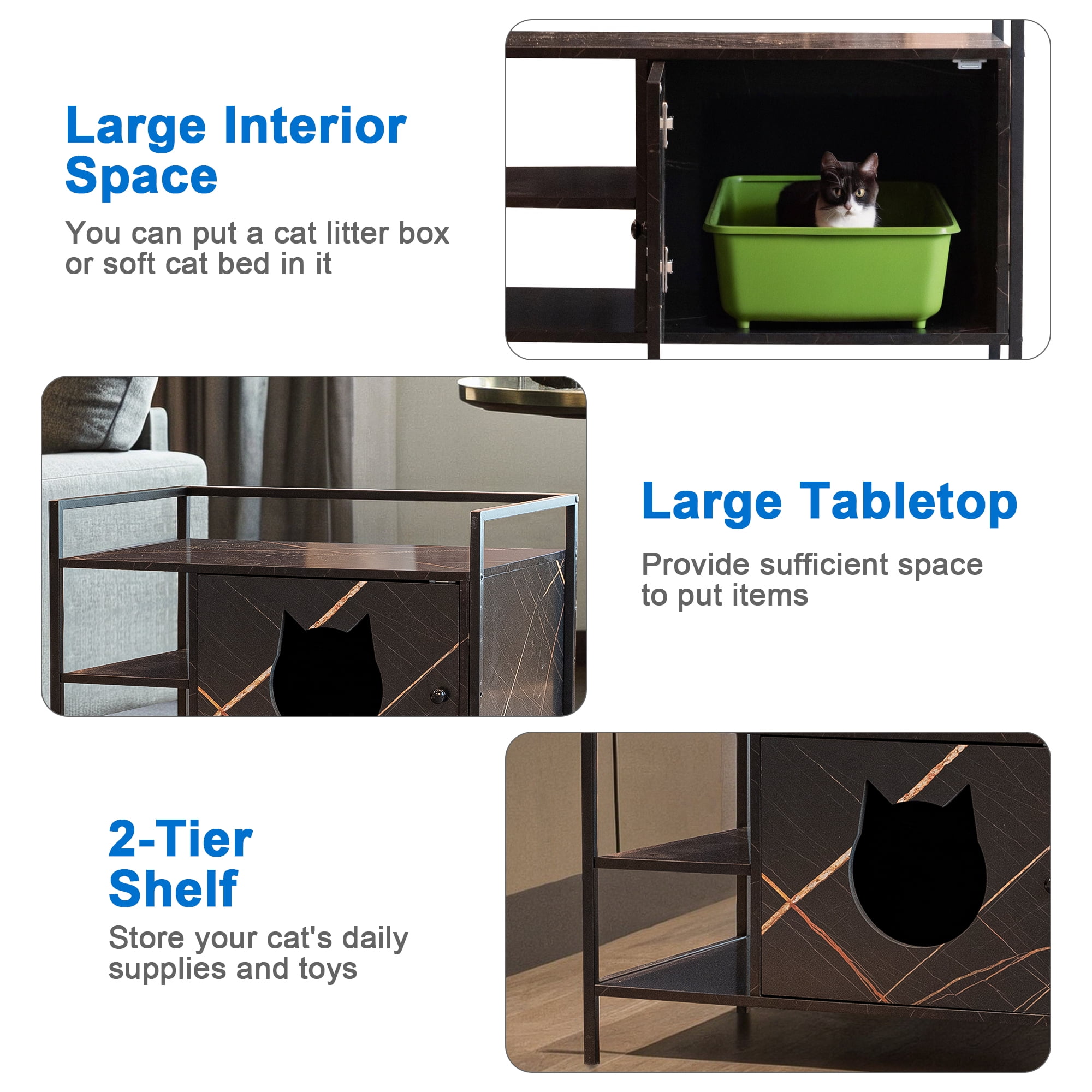 Pefilos 30" Enclosed Cat Litter Box Furniture Coffee Table for Cat House, Hidden Litterbox Enclosures Nightstand, Brown Pefilos 30" Enclosed Cat Litter Box Furniture Coffee Table for Cat House, Hidden Litterbox Enclosures Nightstand, Brown