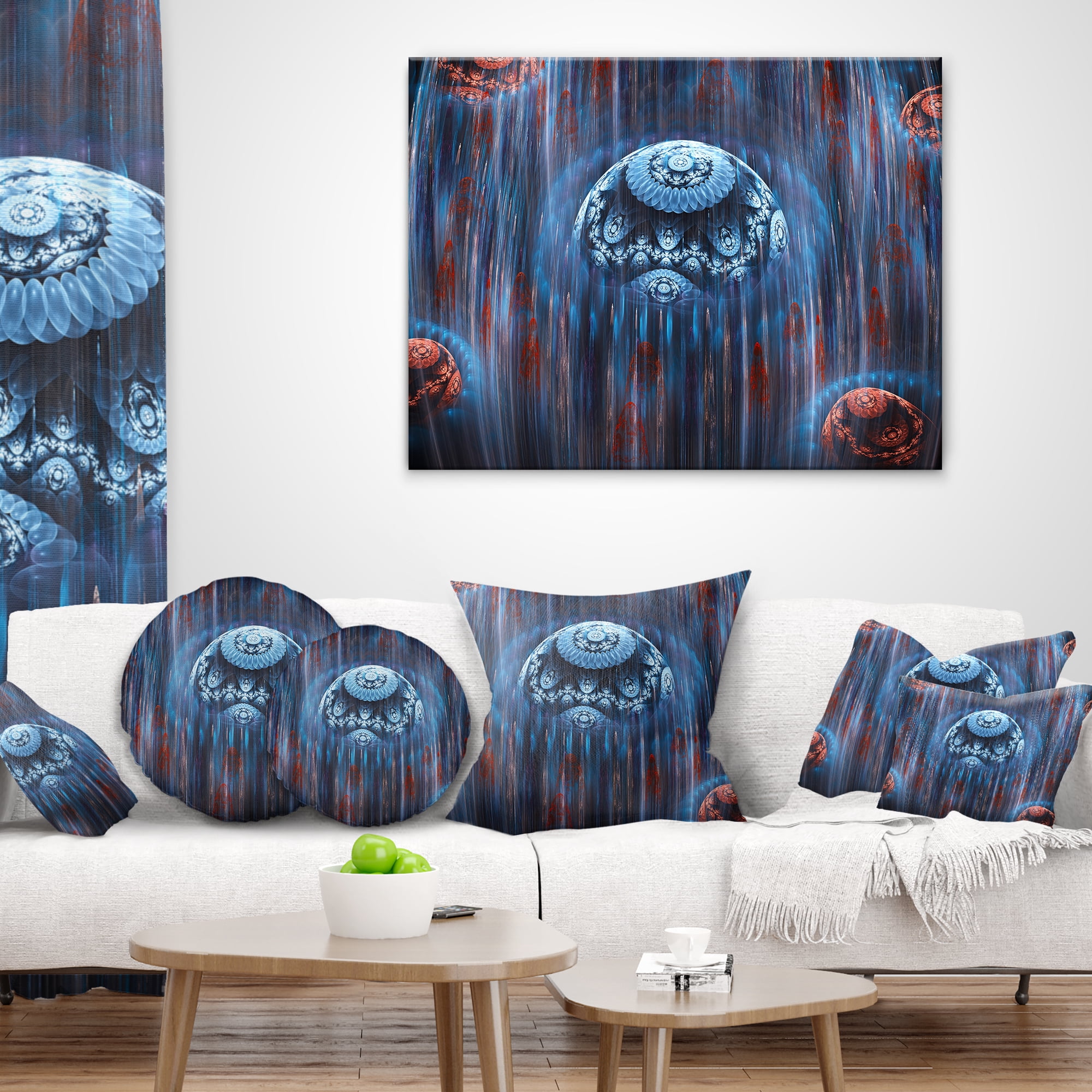 Designart Blue World of Infinite Universe - Abstract Throw Pillow - 18x18