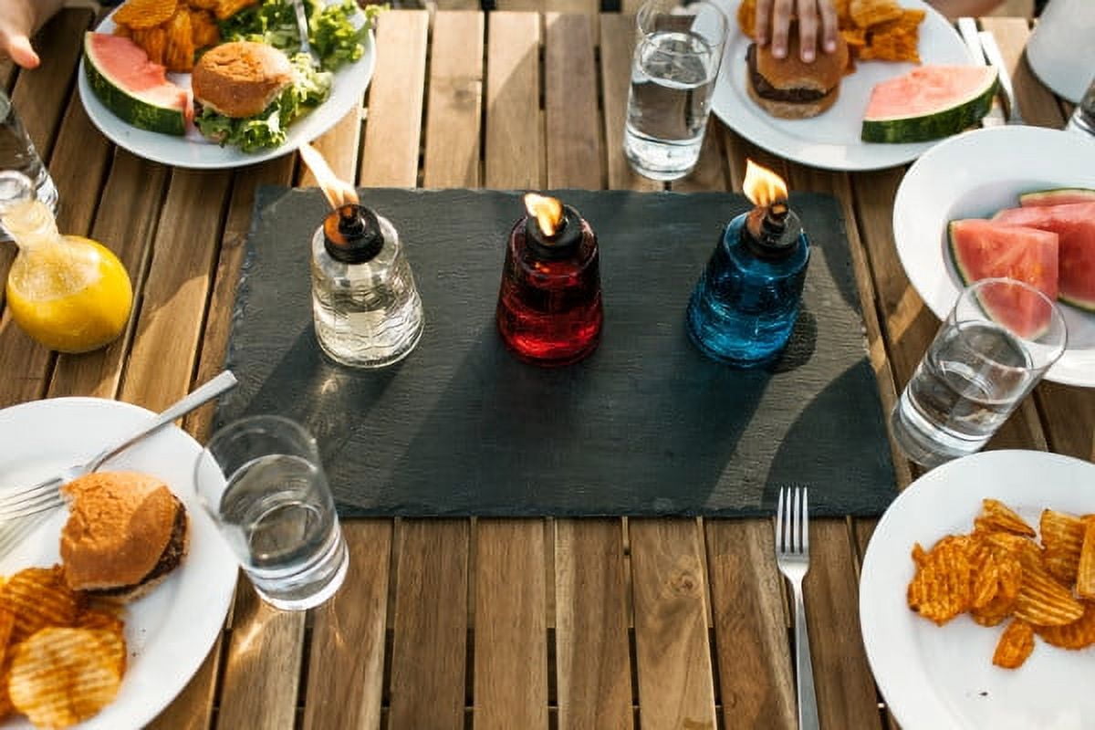 TIKI® Brand  6-inch Glass Table Torch Red, White, Blue 3-pack